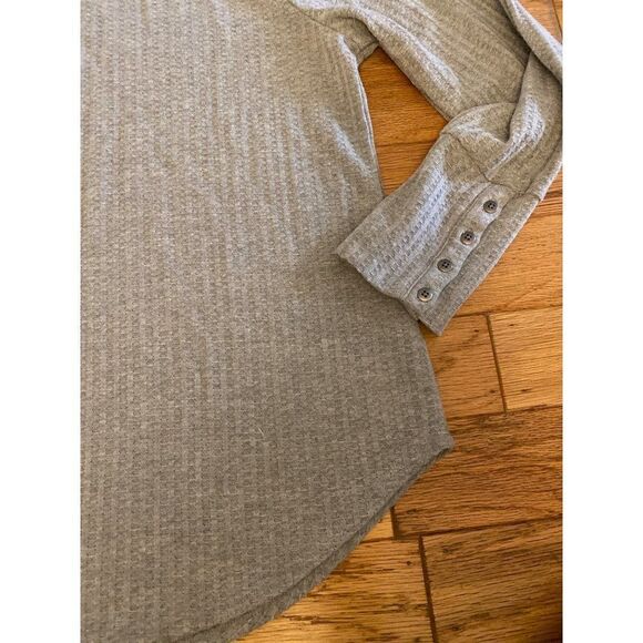 Chaser women's grey long sleeve with buttons, waffle knit round neck sweater XL - Picture 3 of 9